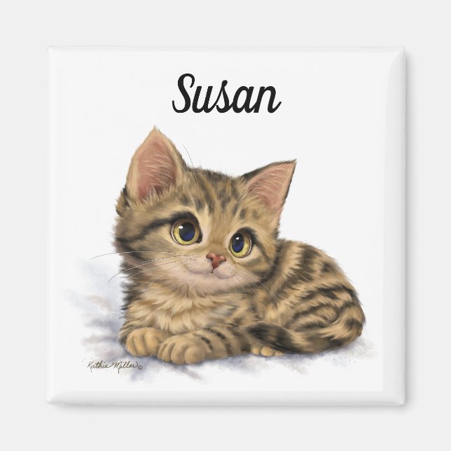 Aimant Dessin animé de chaton tabby mignon (Devant)