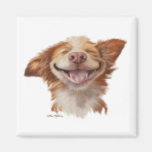Aimant Dessin animé de chien avec un grand sourire