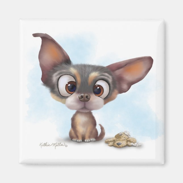 Aimant Dessin animé de chiot Chihuahua mignon (Devant)