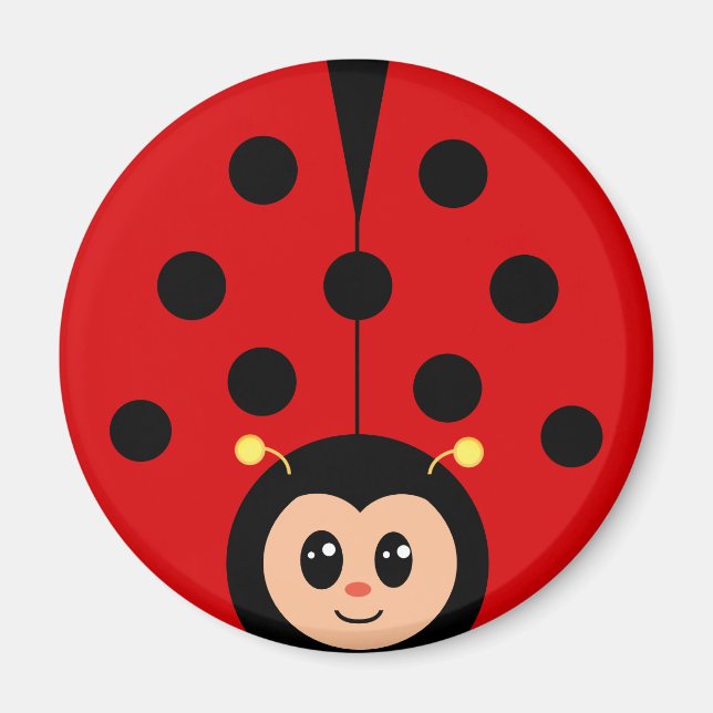 Aimant Dessin animé de coccinelle heureuse mignonne  (Devant)