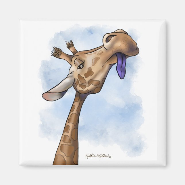 Aimant Dessin animé de girafe condescendant (Devant)