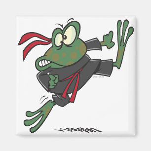 Aimant dessin animé de grenouille ninja ridicule