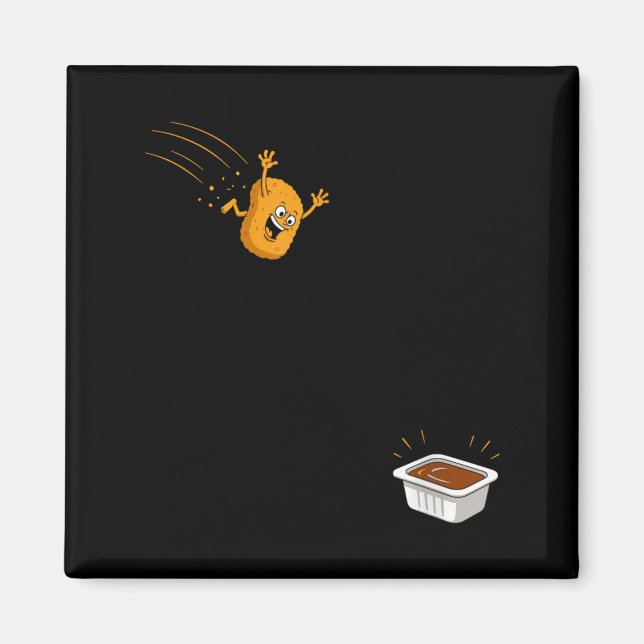 Aimant Dessin animé de nugget de poulet volant drôle de p (Devant)
