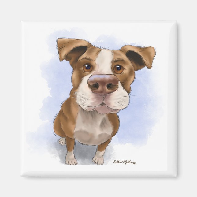 Aimant Dessin animé de Pit Bull mignon (Devant)