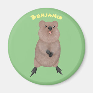 Aimant Dessin animé de quokka mignon souriant heureux