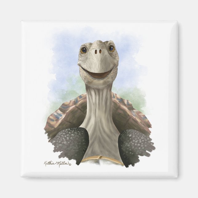 Aimant Dessin animé de tortue amusant (Devant)