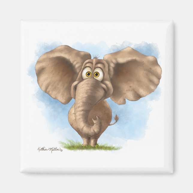 Aimant Dessin animé d'éléphant mignon (Devant)