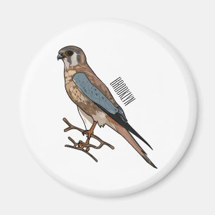 Aimant dessin animé d'oiseau-kestrel américain