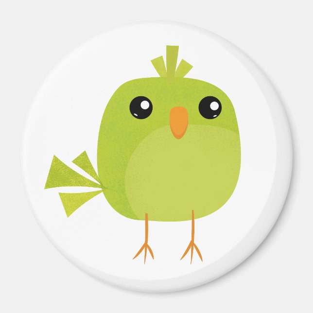 Aimant Dessin animé d'oiseau vert mignon (Devant)