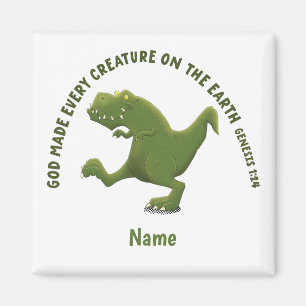 Aimant Dessin animé drôle de T rex Dieu a créé chaque cré