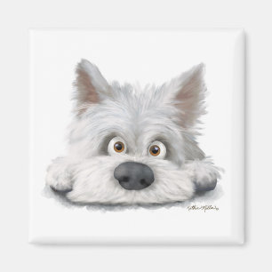 Aimant Dessin animé d'un adorable Scottish Terrier blanc