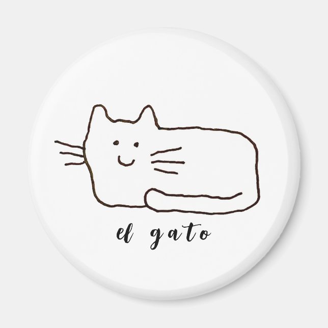 Aimant Dessin animé El Gato Chat Doodle Ligne  (Devant)