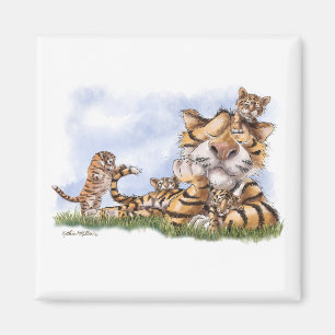 Aimant Dessin animé Famille Tigre