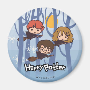 Aimant Dessin animé Harry, Ron et Hermione volant dans le