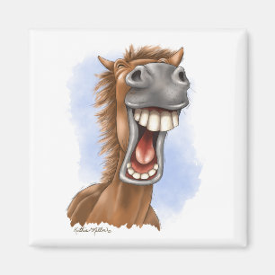 Aimant Dessin animé hilarant d'un cheval riant