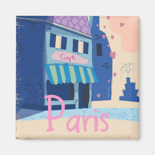 Aimant Dessin animé vintage de la rue de Paris