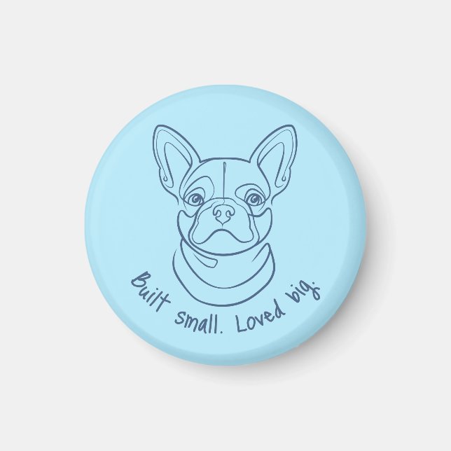 Aimant Dessin au trait de Bouledogue Français. Construit  (Devant)