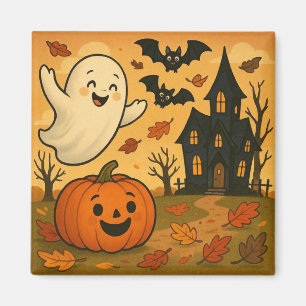Aimant Dessin citrouille du fantôme d'Halloween/automne m