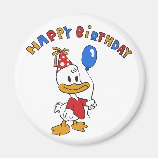 Aimant Dessin d'anniversaire de canard | choisir la coule (Devant)