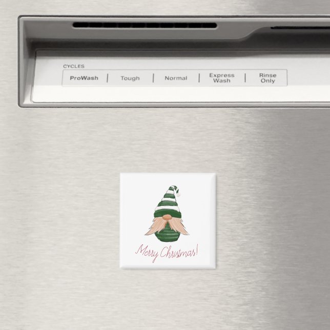 Aimant Dessin d'aquarelle gnome de Noël (In Situ (Lave-vaisselle))