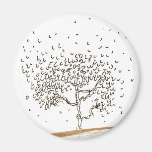 Aimant Dessin d'arbre de dessin animé avec feuilles qui t