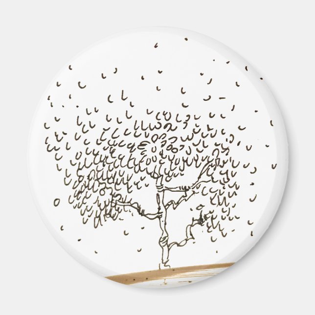Aimant Dessin d'arbre de dessin animé avec feuilles qui t (Devant)