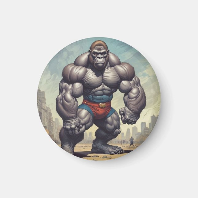 Aimant Dessin d'art pop de Gorilla Bodybuilder (Devant)
