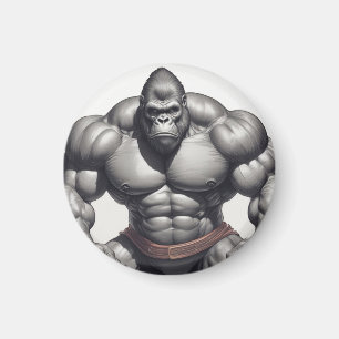 Aimant Dessin d'art pop de Gorilla Bodybuilder