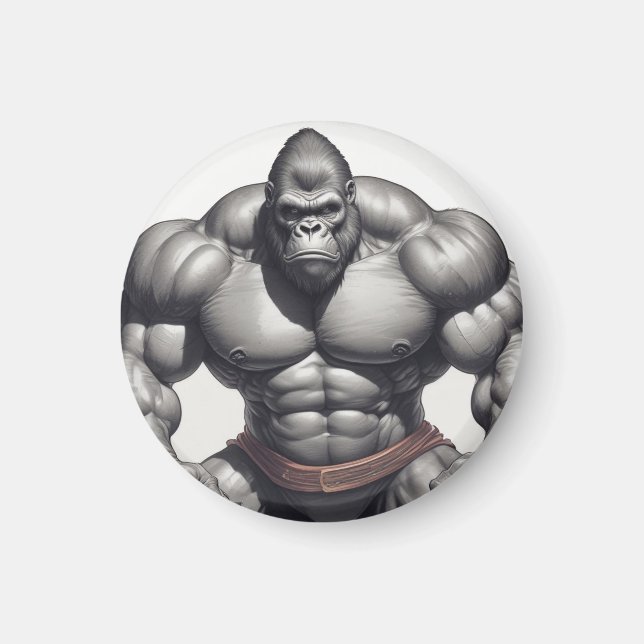 Aimant Dessin d'art pop de Gorilla Bodybuilder (Devant)