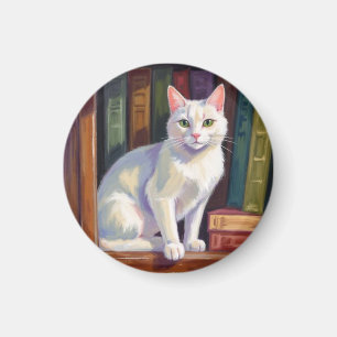 Aimant Dessin de chat blanc