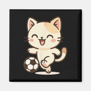 Aimant Dessin de chat kawaii de football. Illustration d'