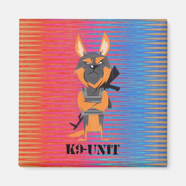 Aimant Dessin de chien d'unité K9 Berger allemand de dess (Devant)