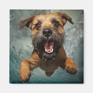 Aimant Dessin de chien joueur nageant sous l'eau