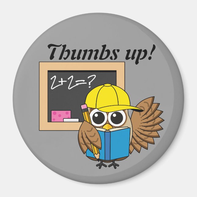 Aimant Dessin de chouette écolière | Ajouter du texte (Devant)