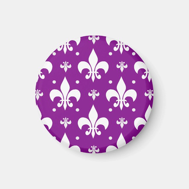 Aimant  Dessin de fleur de lis violet et blanc  (Devant)