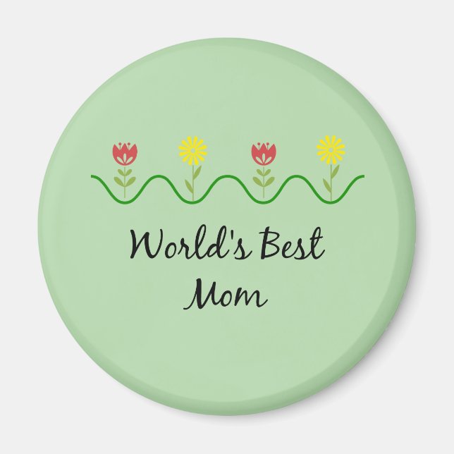 Aimant dessin de fleurs graphiques "Meilleure Maman du Mo (Devant)