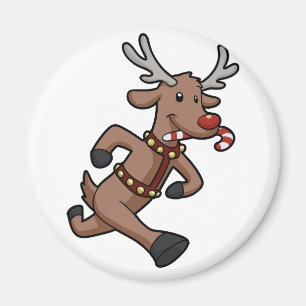Aimant Dessin de Happy Reindeer Runs  choisir la couleur 