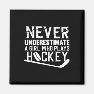 Aimant Dessin de hockey drôle pour filles femmes hockey s
