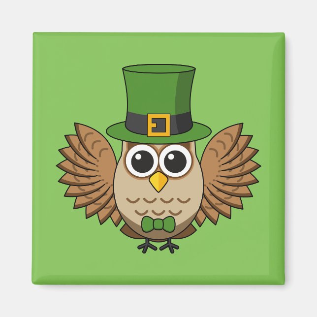 Aimant Dessin de la chouette de la Saint Patrick (Devant)