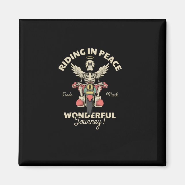 Aimant dessin de l'emblème du crâne ange équitation moto (Devant)