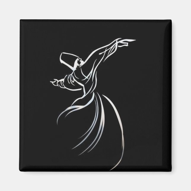 Aimant Dessin De Ligne Dervish Style De Calligraphe En Bl (Devant)