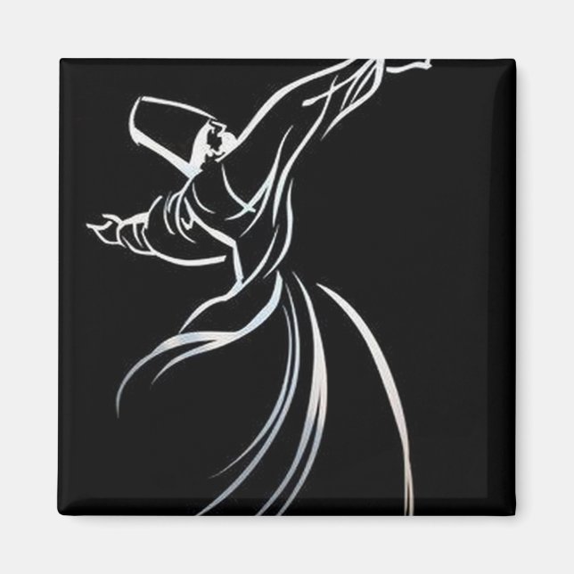 Aimant Dessin De Ligne Dervish Style De Calligraphe En Bl (Devant)