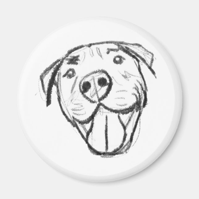 Aimant dessin de pitbull simple amoureux des chiens noir  (Devant)