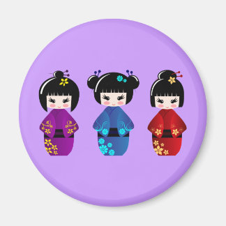 Aimant Dessin de poupées Cute kokeshi