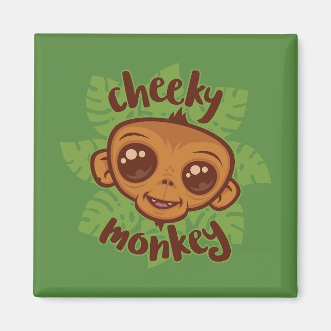 Aimant Dessin de primate de singe mignon (Devant)