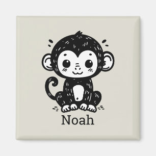 Aimant Dessin de Singe Bébé mignon - Kawaii Nursery Art