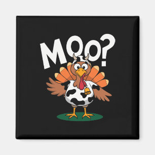 Aimant Dessin de vache de Thanksgiving drôle de Moo