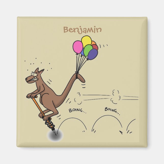 Aimant Dessin d'humour australien kangourou (Devant)