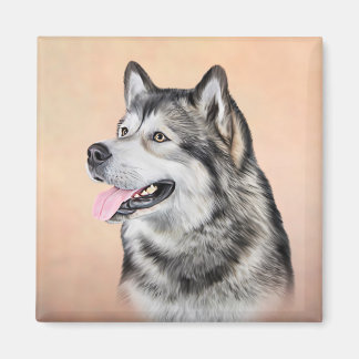 Aimant Dessin Dog Malamute de l'Alaska 2