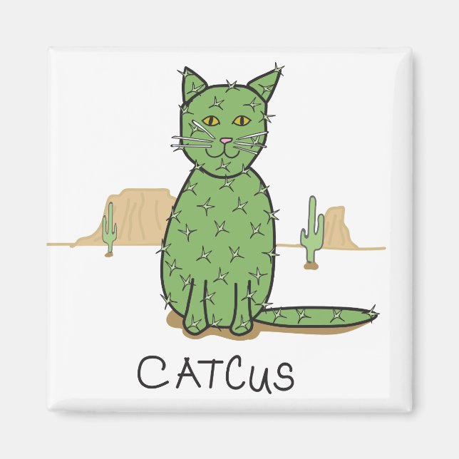 Aimant Dessin drôle de cactus "Catcus" (Devant)